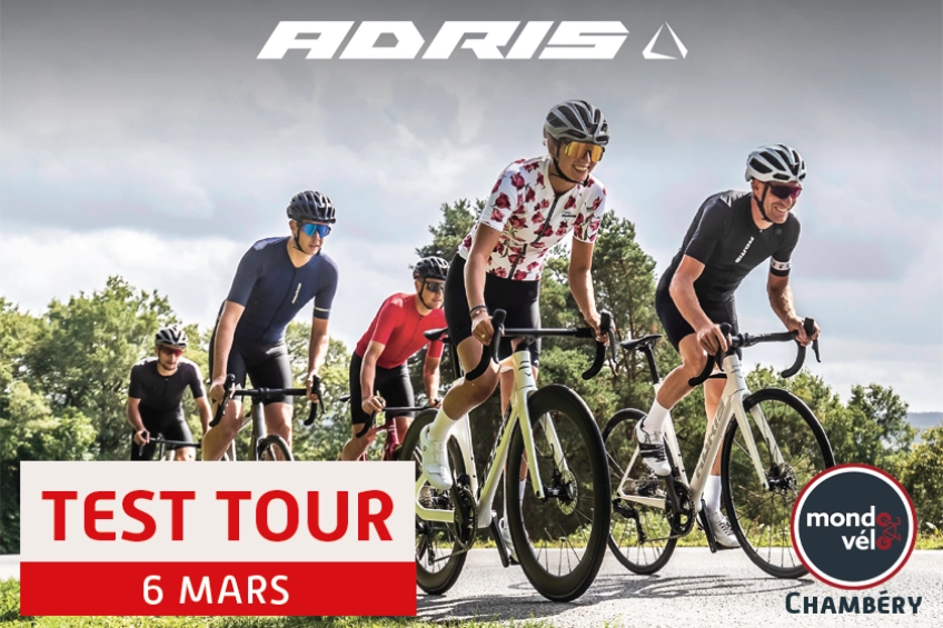 Réservez votre créneau pour tester un vélo route gravel ou VTT de la marque ADRIS chez Mondovélo Chambéry
